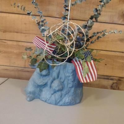 Ceramic Rabbit Design Planter- Approx 10" Wide, 8" Tall