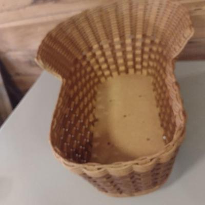 Splint Wood and Rush Woven Rocking Baby Bassinet- Approx 23" Long