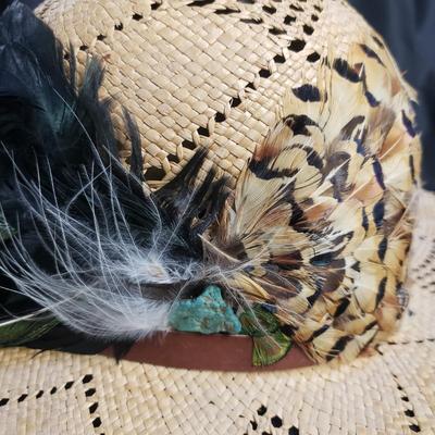 Three Straw and Ornate Feathered Hats (D-KD)