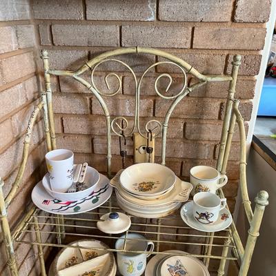 Sale Photo Thumbnail #63: Children’s Dishes Cups, plates, Silverware

Bakers rack not included