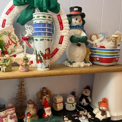 Sale Photo Thumbnail #76: Shiny Brites, Vintage Ornaments, snowman, stockings and more.