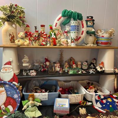 Sale Photo Thumbnail #74: Shiny Brites, Vintage Ornaments, snowman, stockings and more.