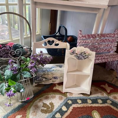 Sale Photo Thumbnail #98: Corner Table, shelves, Benches, decor and more.