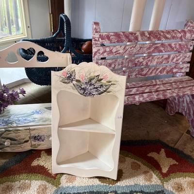 Sale Photo Thumbnail #101: Corner Table, shelves, Benches, decor and more.