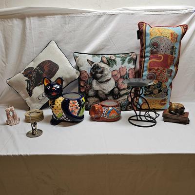 Talavera Hand Painted Pottery Planters & More Cat Decor (B2-JS)