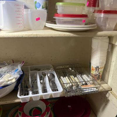 Sale Photo Thumbnail #159: Silverware, Plastic containers and more.
