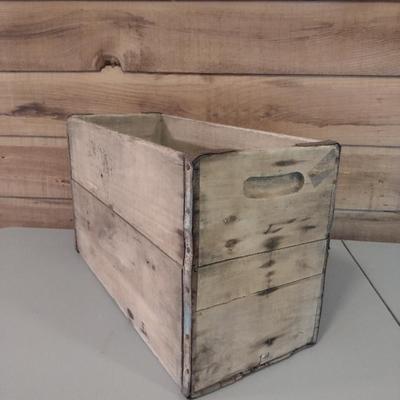 Vintage Wooden Crate with Metal Corner Supports- Approx 21 1/2" x 9" x 12" Tall