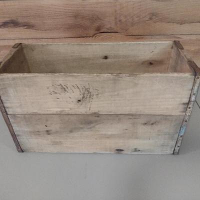 Vintage Wooden Crate with Metal Corner Supports- Approx 21 1/2" x 9" x 12" Tall