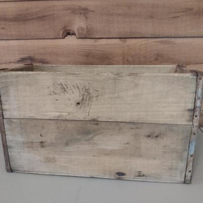Vintage Wooden Crate with Metal Corner Supports- Approx 21 1/2" x 9" x 12" Tall