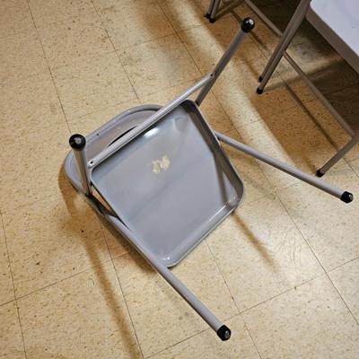 Four Gray Steel Folding Chairs (B1-JS)