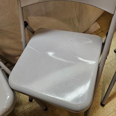 Four Gray Steel Folding Chairs (B1-JS)