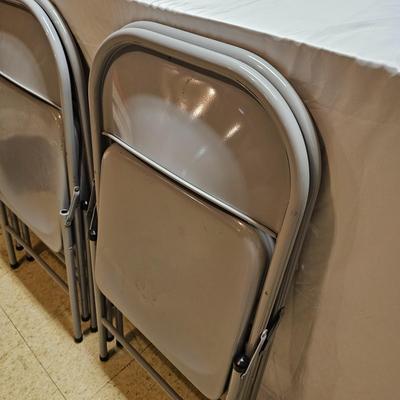 Four Gray Steel Folding Chairs (B1-JS)