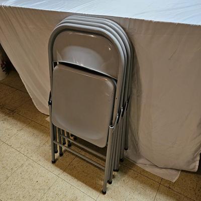 Four Gray Steel Folding Chairs (B1-JS)