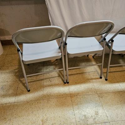 Four Gray Steel Folding Chairs (B1-JS)
