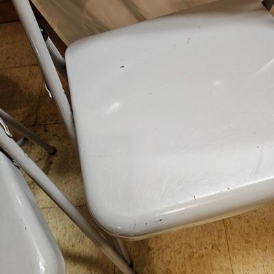 Four Gray Steel Folding Chairs (B1-JS)