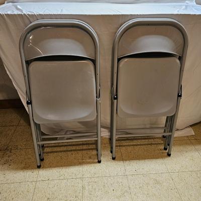 Four Gray Steel Folding Chairs (B1-JS)