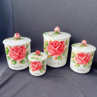 Lot 1 Lefton American Rose 4 Canister set