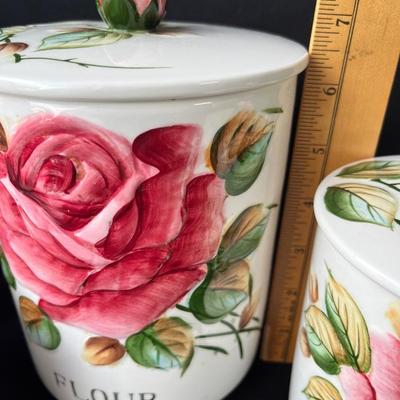 Lot 1 Lefton American Rose 4 Canister set