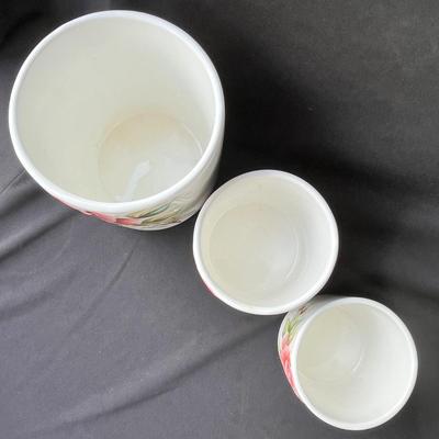 Lot 2 Lefton American Rose canister set, no lids