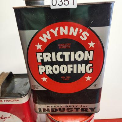 Lot of Vintage Kendall Lubericant Grease Gt-1 Oil , Wynne's Friction Proofing Cans