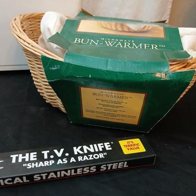 The Bread Oven by Welbilt with bread warming basket, and a brand new bread knife