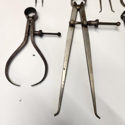 Lot of Vintage Machinist Toolmakers Calipers & Dividers Many L S Starrett Co. L.L.S.