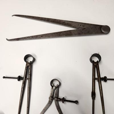 Lot of Vintage Machinist Toolmakers Calipers & Dividers Many L S Starrett Co. L.L.S.