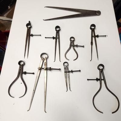 Lot of Vintage Machinist Toolmakers Calipers & Dividers Many L S Starrett Co. L.L.S.