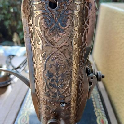 Early 19th century Singer Sewing machine with case and a folding sewing table