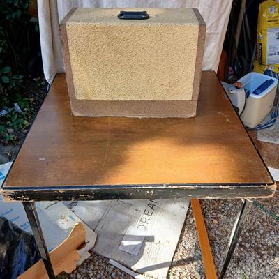 Early 19th century Singer Sewing machine with case and a folding sewing table