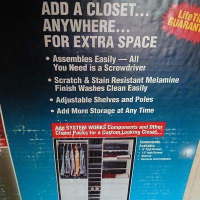 Starter pack closet organizer - appears complete with hardware - still needs assembly