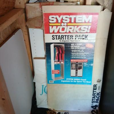 Starter pack closet organizer - appears complete with hardware - still needs assembly