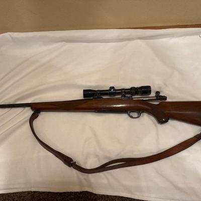 Sale Photo Thumbnail #1: Ruger M77 single bolt action rifle. 270 WIN. 22-inch barrel with a Tasco scope. Will need a good cleaning since it’s dusty.