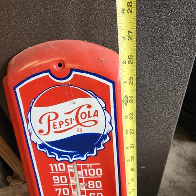 Red Pepsi-Cola Thermometer 27" tall Man Cave Garage Patio