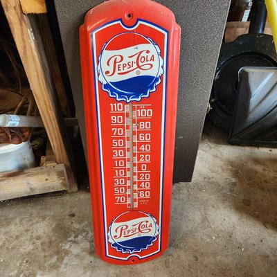 Red Pepsi-Cola Thermometer 27" tall Man Cave Garage Patio