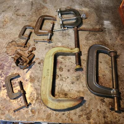 Lot of Metal C Clamps Malleable