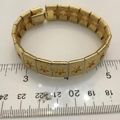 Vintage mesh, gold tone, star bracelet