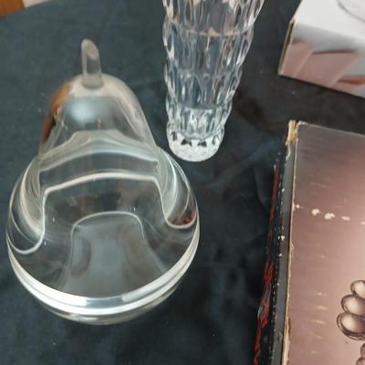 Vintage Indiana glass vegetable trays - one new in box - with other fruit and vegetable shaped glassware