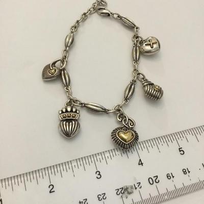 Brighton, crowned vintage, puffy, heart, bracelet charm bracelet