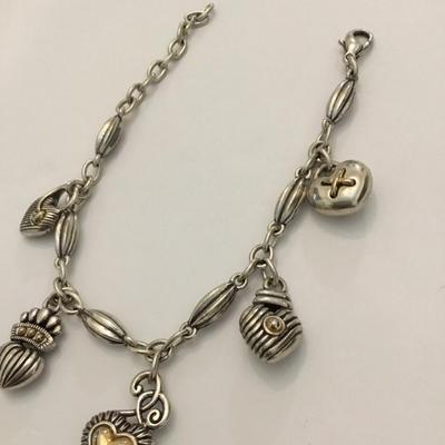Brighton, crowned vintage, puffy, heart, bracelet charm bracelet