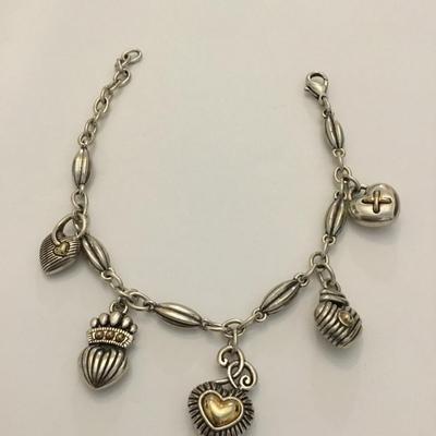 Brighton, crowned vintage, puffy, heart, bracelet charm bracelet