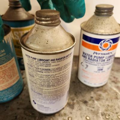 Lot of Vintage Cone Top Cans Castrol LMA Brake Fluid, Shell Fuel System, Cristy Dry Gas