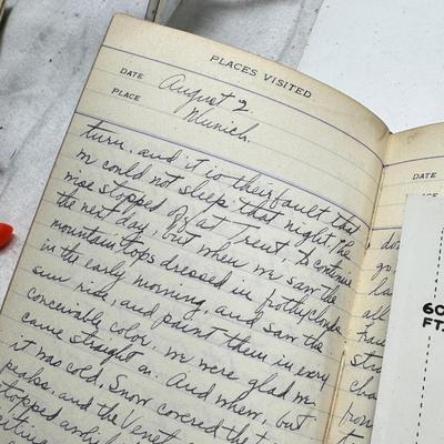 Early 20th century sleeved photos and 1930s-50s travel journals handwritten