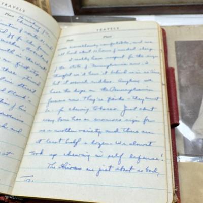 Early 20th century sleeved photos and 1930s-50s travel journals handwritten