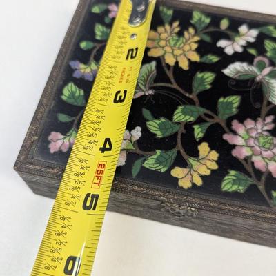 Sale Photo Thumbnail #484: Vintage Hinged Fabric Butterflies & Flowers Storage Box