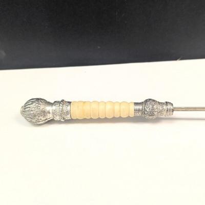 Sale Photo Thumbnail #2959: Silver Plate & Ivorine Candle Snuffer