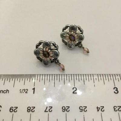 Vintage Brighton, Ariel, pink, crystal bead statement, stud earrings