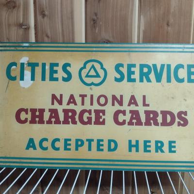 Vintage Cities Service Porcelain Metal Blade Sign- Approx 20 1/2" x 12"