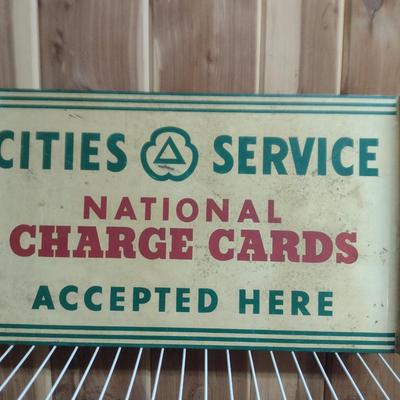 Vintage Cities Service Porcelain Metal Blade Sign- Approx 20 1/2" x 12"