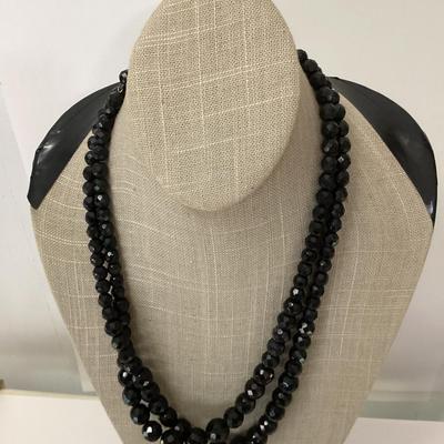 Two necklaces red beads and black beads bundle